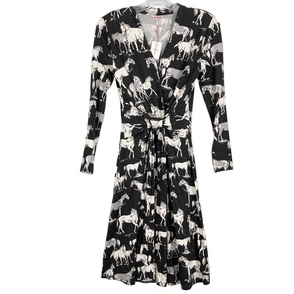 New CATH KIDSTON Dress UK 6/US 2 Wild Horses Mono Jersey Black White - Picture 1 of 8